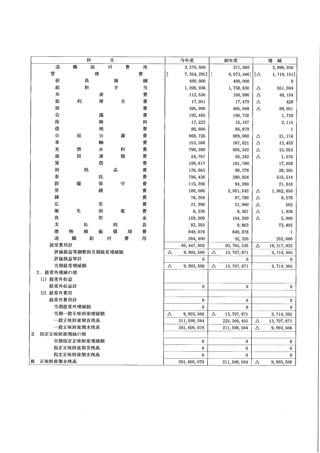 28年度 正味財産増減計算書②